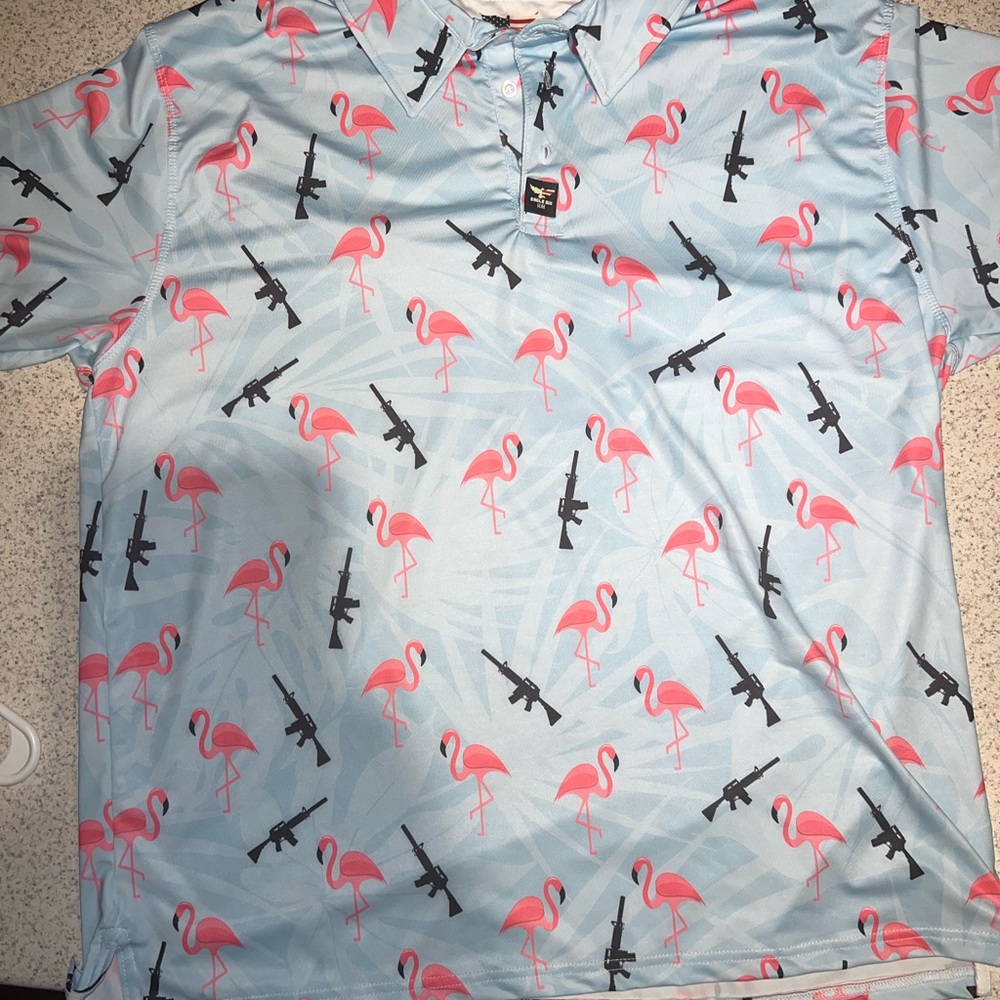 Eagle Six AR and Flamingo golf polo